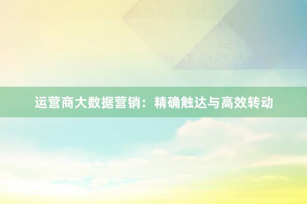 运营商大数据营销：精确触达与高效转动